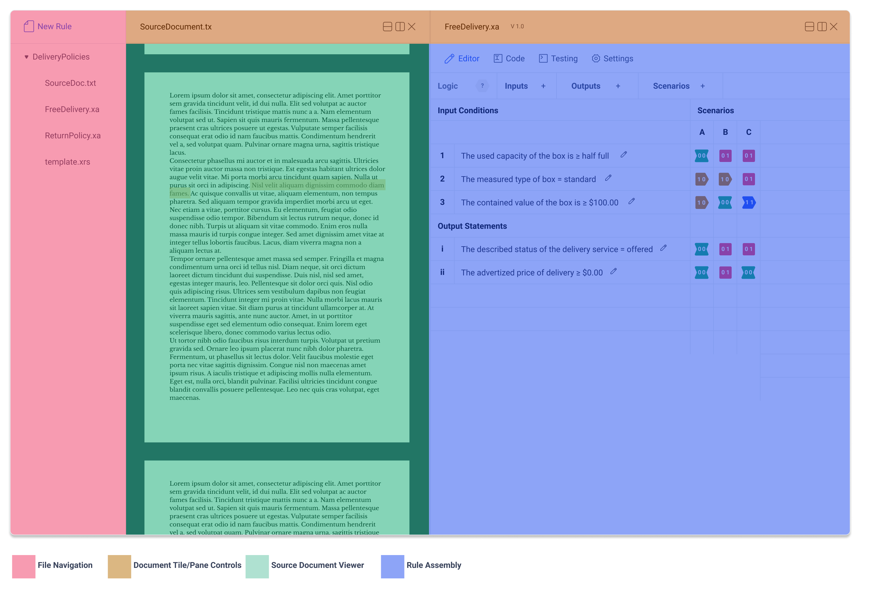 multipane view of application